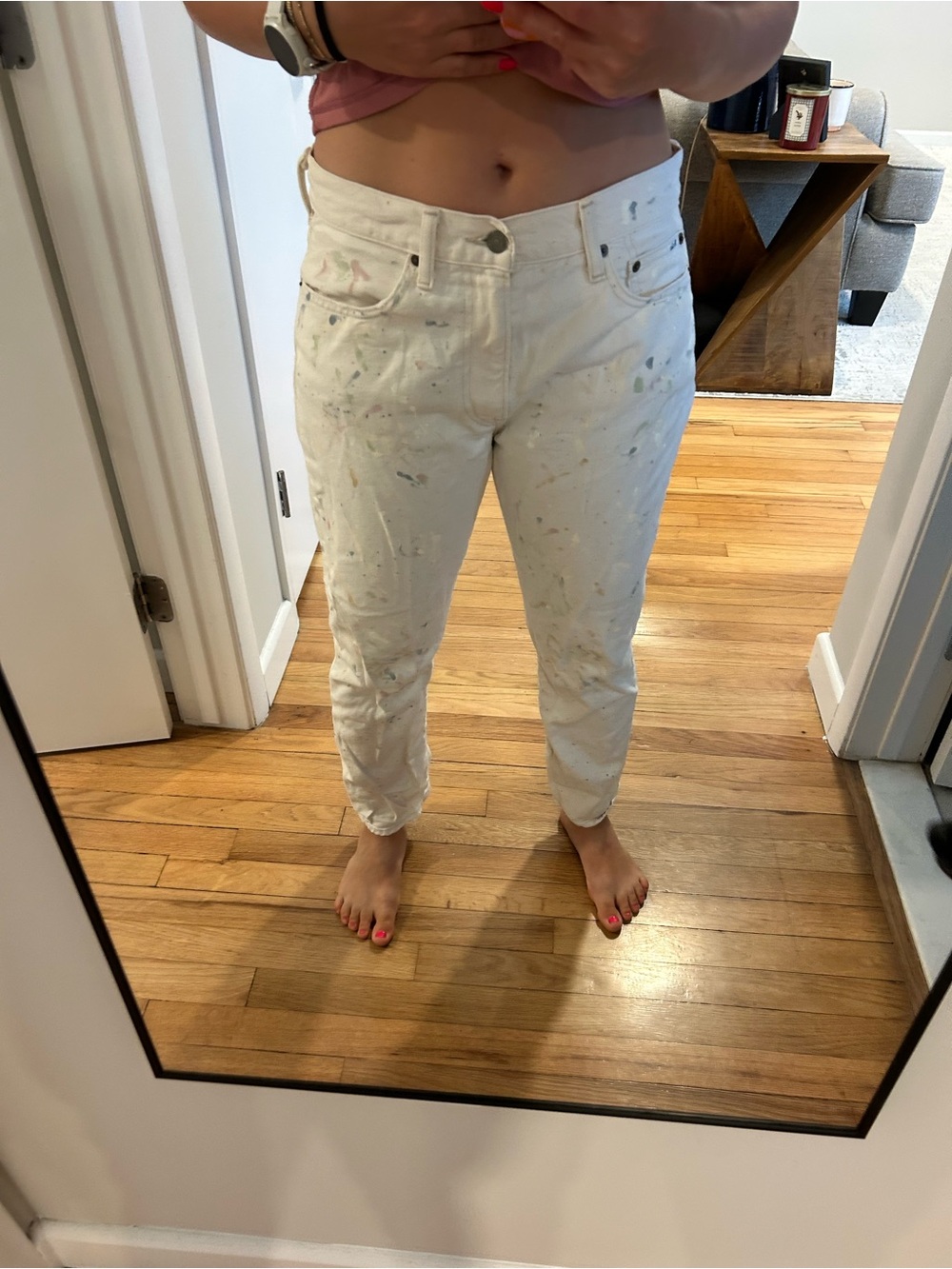 Polo by Ralph Lauren White Paint-Splatter Bootcut Jeans